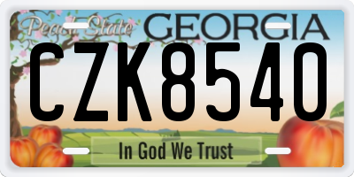 GA license plate CZK8540