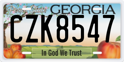GA license plate CZK8547