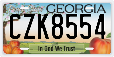 GA license plate CZK8554