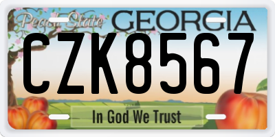 GA license plate CZK8567