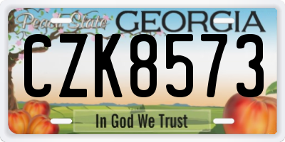 GA license plate CZK8573