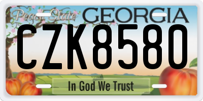 GA license plate CZK8580
