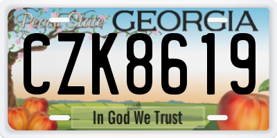 GA license plate CZK8619
