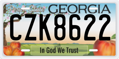 GA license plate CZK8622