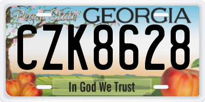 GA license plate CZK8628