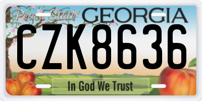 GA license plate CZK8636