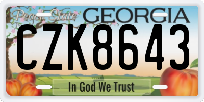 GA license plate CZK8643