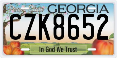 GA license plate CZK8652