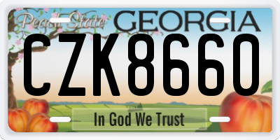 GA license plate CZK8660