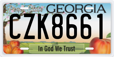 GA license plate CZK8661
