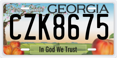 GA license plate CZK8675
