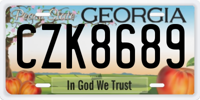 GA license plate CZK8689