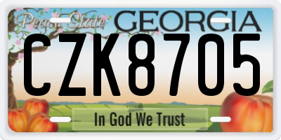 GA license plate CZK8705