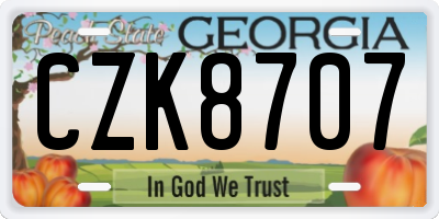 GA license plate CZK8707