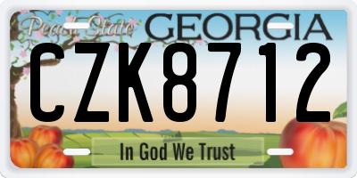 GA license plate CZK8712