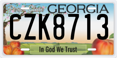 GA license plate CZK8713