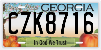 GA license plate CZK8716
