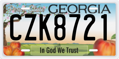 GA license plate CZK8721