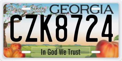 GA license plate CZK8724