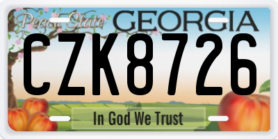 GA license plate CZK8726