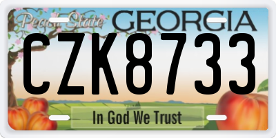 GA license plate CZK8733