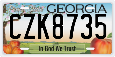 GA license plate CZK8735