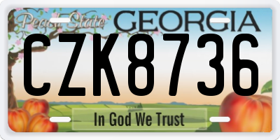 GA license plate CZK8736