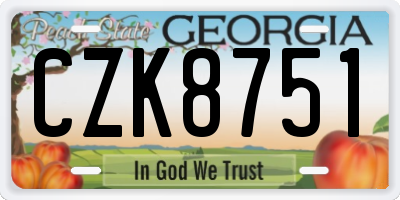 GA license plate CZK8751