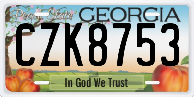 GA license plate CZK8753