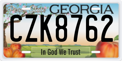 GA license plate CZK8762