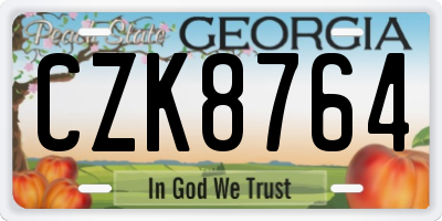GA license plate CZK8764