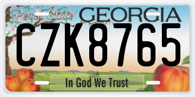 GA license plate CZK8765