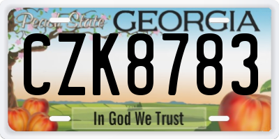 GA license plate CZK8783