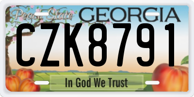 GA license plate CZK8791