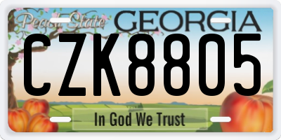GA license plate CZK8805