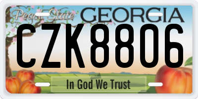 GA license plate CZK8806