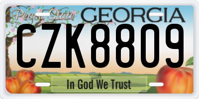 GA license plate CZK8809