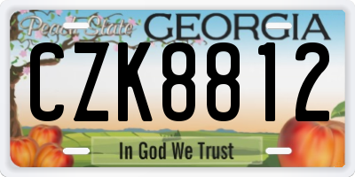 GA license plate CZK8812