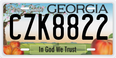 GA license plate CZK8822
