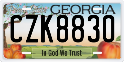 GA license plate CZK8830