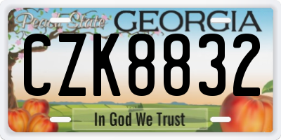 GA license plate CZK8832