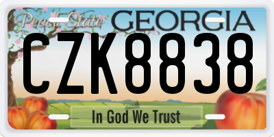 GA license plate CZK8838