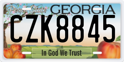 GA license plate CZK8845