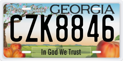 GA license plate CZK8846