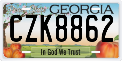 GA license plate CZK8862