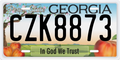 GA license plate CZK8873