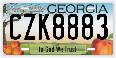 GA license plate CZK8883