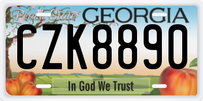 GA license plate CZK8890