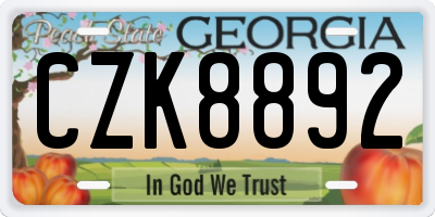 GA license plate CZK8892