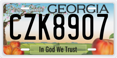 GA license plate CZK8907